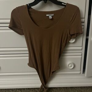 Bar III Cocoa Short Sleeve Bodysuit